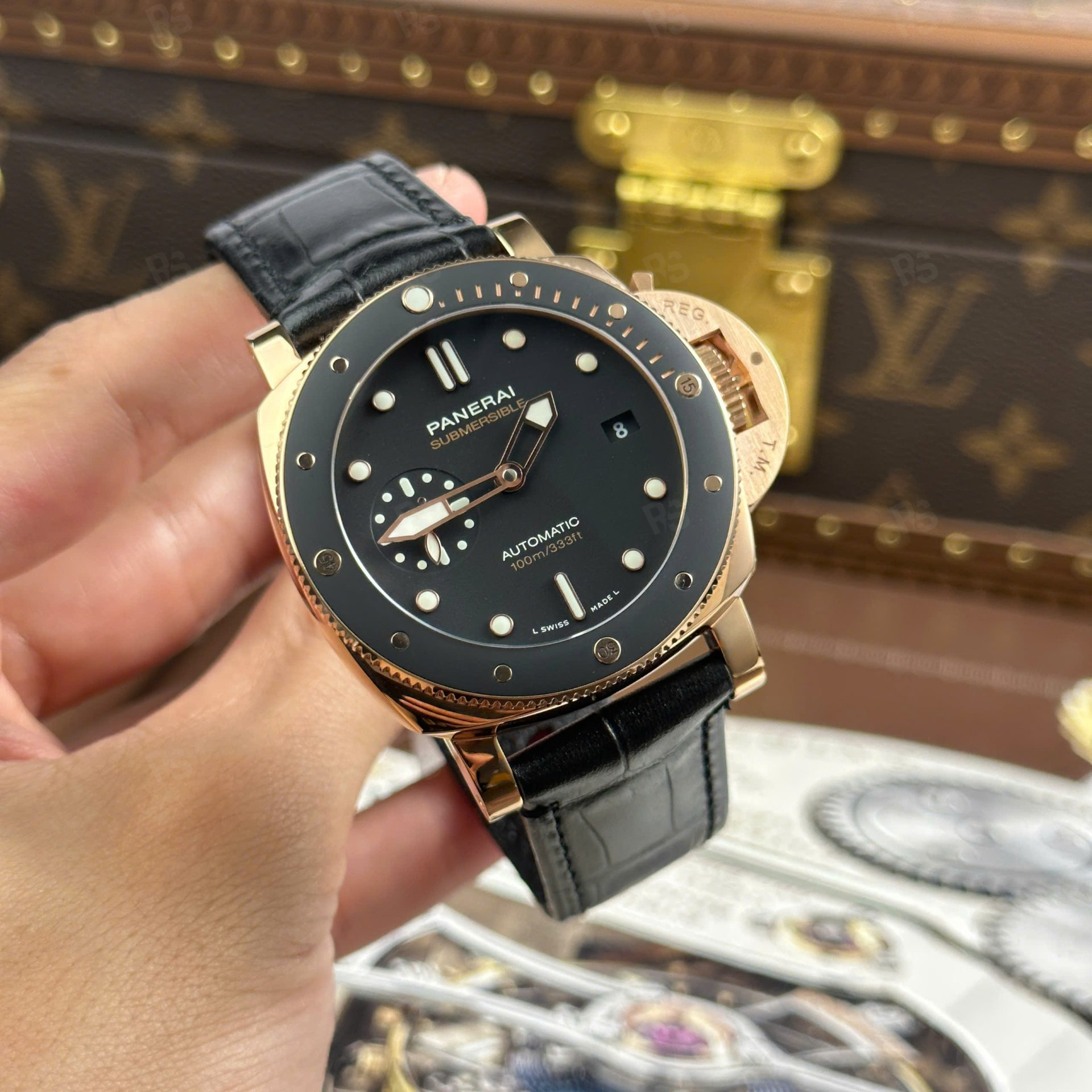 Panerai Submersible PAM974 Rose Gold Kaplama – VS Factory 42mm-super-clone-deri-kordon (11)