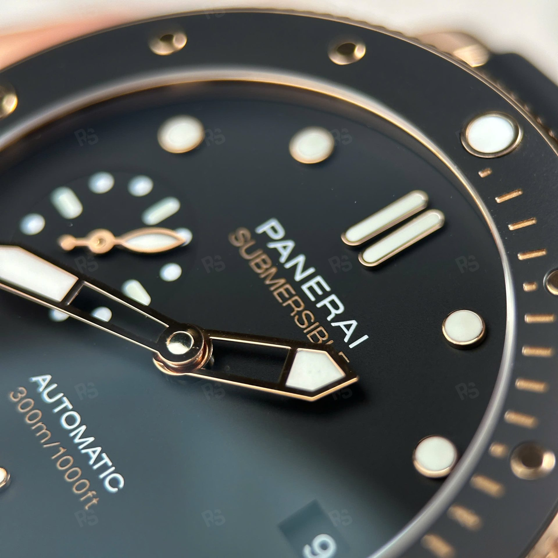 panerai submersible pam974 rose altın tonu siyah kadran vs factory calibre p9010 clone 42mm dalış saati (9)