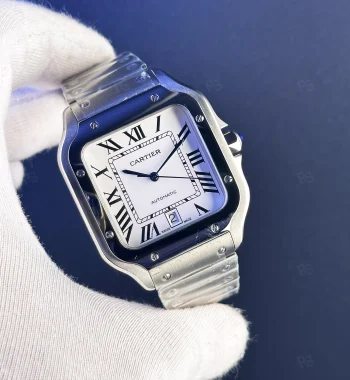 Cartier-Santos-Beyaz-Kadran-Otomatik-Paslanmaz-Çelik-Saat