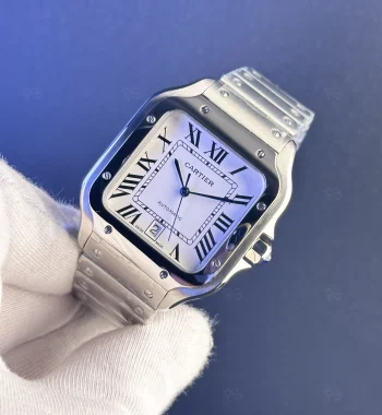 Cartier-Santos-Beyaz-Kadran-Otomatik-Paslanmaz-Çelik-Saat