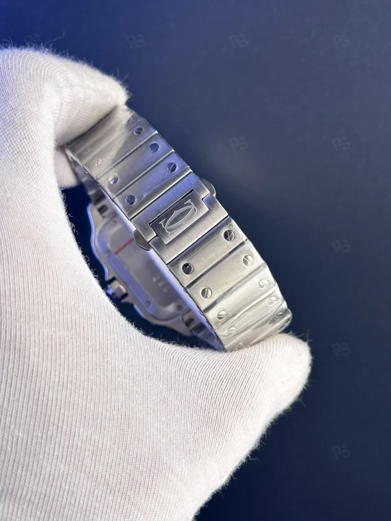 Cartier Santos otomatik erkek saat – Mavi kadranlı, çelik kordon