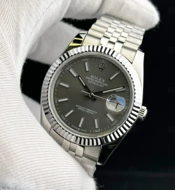 Rolex Datejust 41mm gri kadranlı, fluted bezel ve Jubilee bilezikli otomatik erkek saat