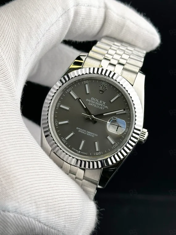 Rolex Datejust 41mm gri kadranlı, fluted bezel ve Jubilee bilezikli otomatik erkek saat