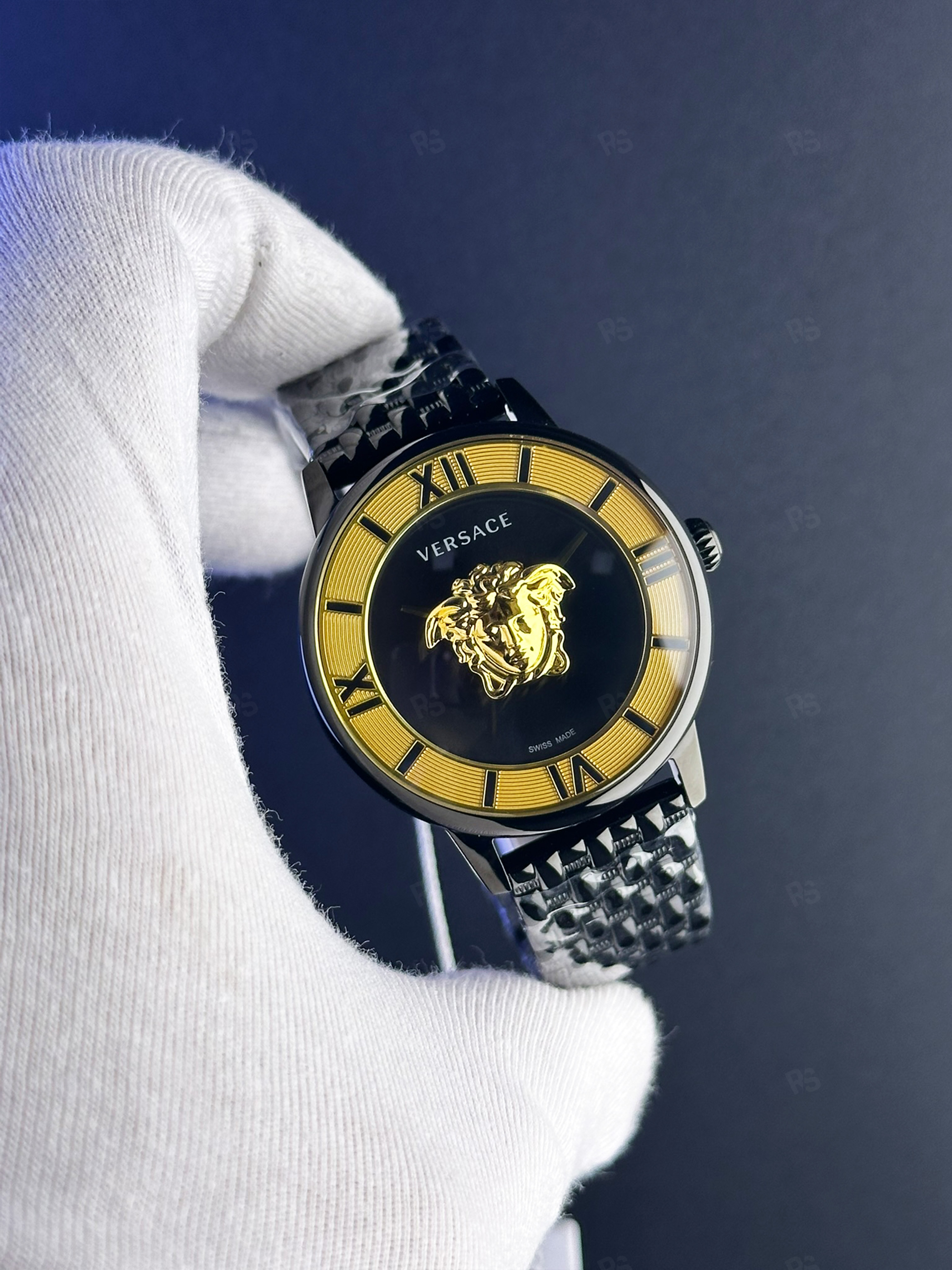 Versace Medusa Icon Nero Gold Dial Premium Unisex Saat (4)