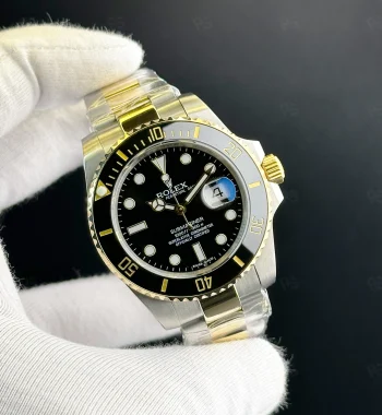rolex submariner two tone siyah kadran erkek saat çelik gold karışımı a kalite replika