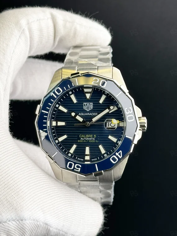 Tag Heuer Aquaracer Calibre 5 lacivert kadranlı otomatik erkek saat 43mm