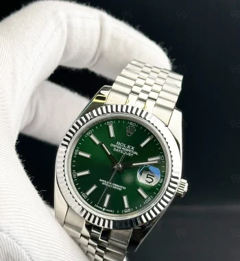 Rolex Datejust 41mm yeşil kadranlı, fluted bezel ve Jubilee bilezikli otomatik erkek saat