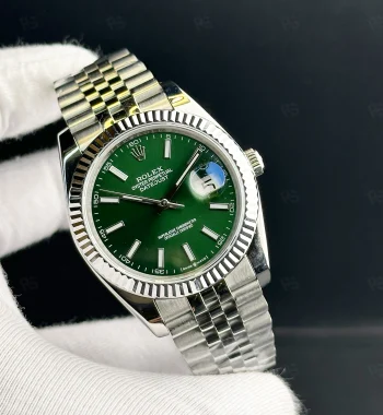 Rolex Datejust 41mm yeşil kadranlı, fluted bezel ve Jubilee bilezikli otomatik erkek saat