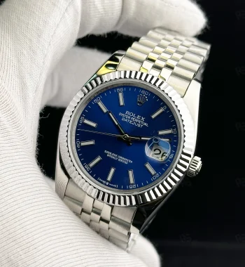 Rolex Datejust 41mm mavi kadran, fluted bezel, Jubilee bilezikli otomatik erkek saat