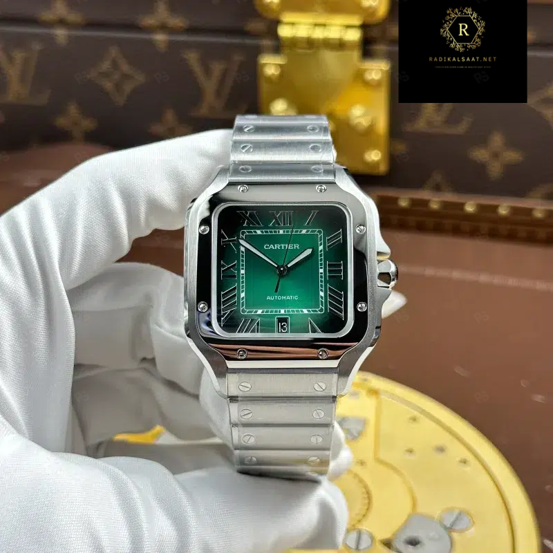 Cartier Santos de Cartier – Çelik Kasa Yeşil Kadran – BVF Factory Super Clone (1847 MC 11) (3)