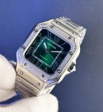 Cartier Santos Replika Saat – Yeşil Kadran & Taşlı Model
