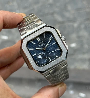 Patek Philippe Cubitus 5822P-001 otomatik saat, mavi kadranlı ve çelik kordonlu 45mm erkek kol saati