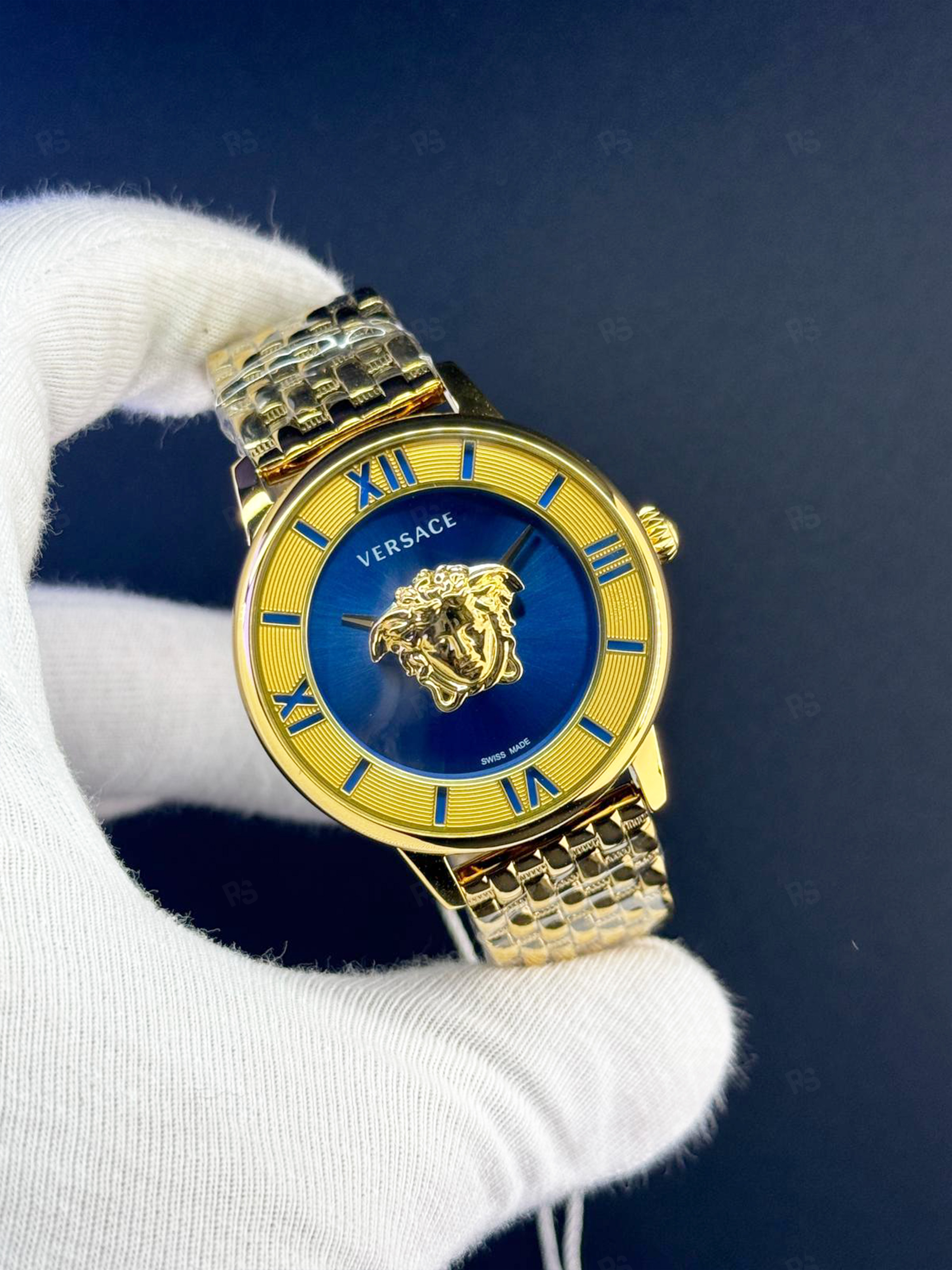 Versace Medusa Stud Icon Blue Gold Kadın Quartz A+ Premium (4)