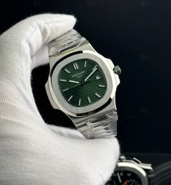 Patek Philippe Nautilus 5711/1A-014 tarzı otomatik saat, yeşil kadranlı ve çelik bilezikli erkek model