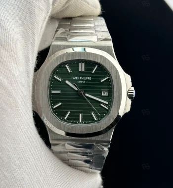 Patek Philippe Nautilus 5711/1A-014 tarzı otomatik saat, yeşil kadranlı ve çelik bilezikli erkek model