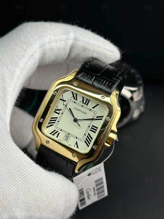 Cartier Santos siyah deri kayış - Erişilebilir klasik lüks replika saat