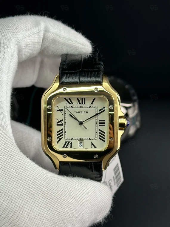 Cartier Santos siyah deri kayış - Erişilebilir klasik lüks replika saat
