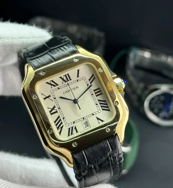 Cartier Santos siyah deri kayış - Erişilebilir klasik lüks replika saat