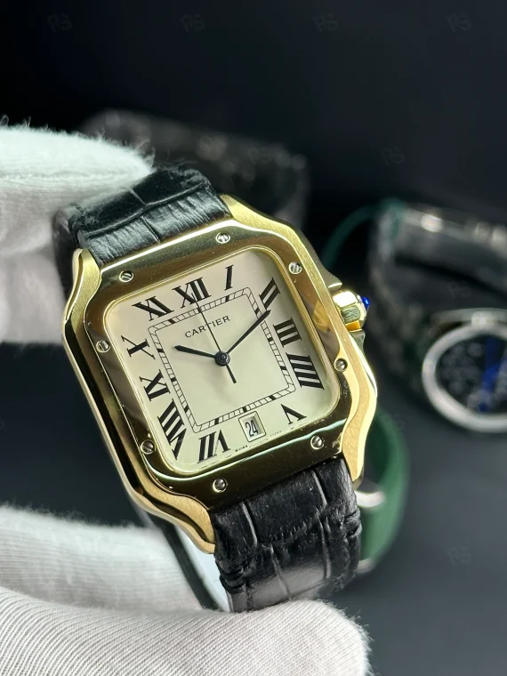 Cartier Santos siyah deri kayış - Erişilebilir klasik lüks replika saat
