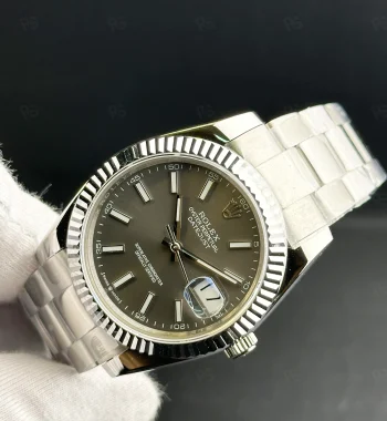 Rolex Datejust 41mm gri kadranlı, Oyster bilezikli, otomatik erkek saati
