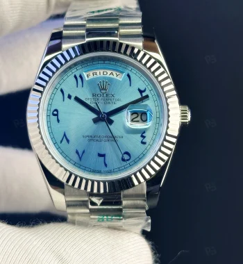 Rolex Day-Date Arabic Dial buz mavisi kadran