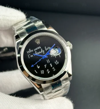 Rolex Milgauss Who Cares I’m Already Late Siyah Kadran Mizahi Tasarım Erkek Saat