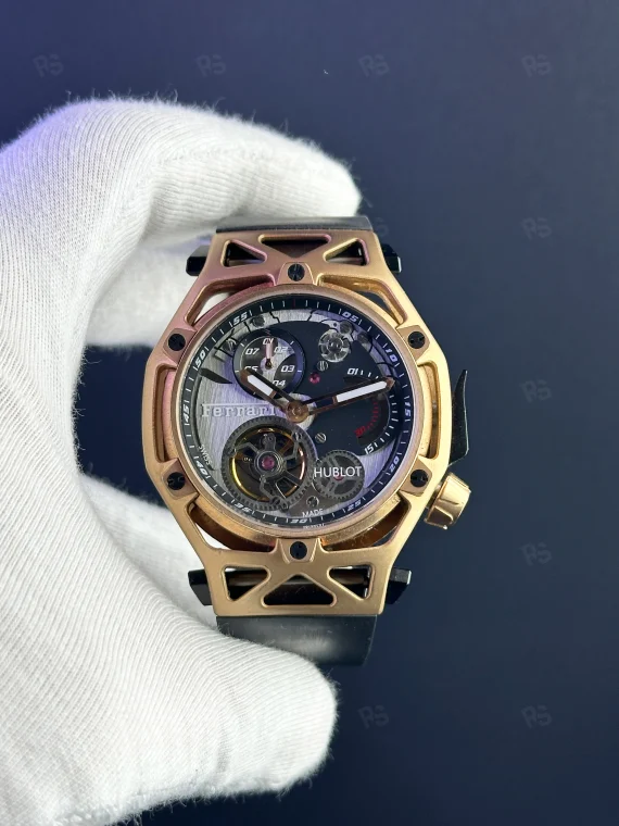 Hublot Ferrari Tasarım Otomatik Saat – Rose Kasa & İskelet Kadran