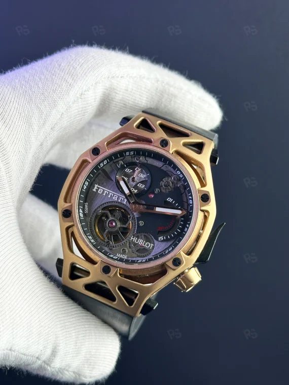 Hublot Ferrari Tasarım Otomatik Saat – Rose Kasa & İskelet Kadran