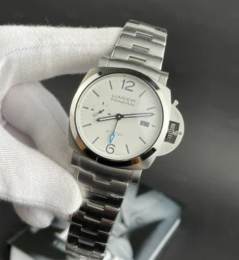 Panerai Luminor beyaz kadranlı otomatik erkek saat, çelik bilezikli model
