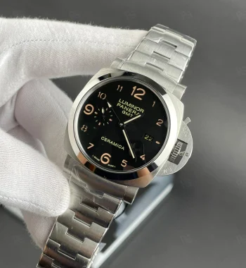 Panerai Luminor GMT siyah kadranlı otomatik erkek saat, çelik bilezikli model