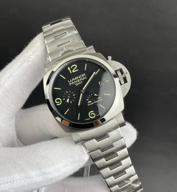 Panerai Luminor GMT güç rezervli otomatik erkek saat, siyah kadranlı çelik model