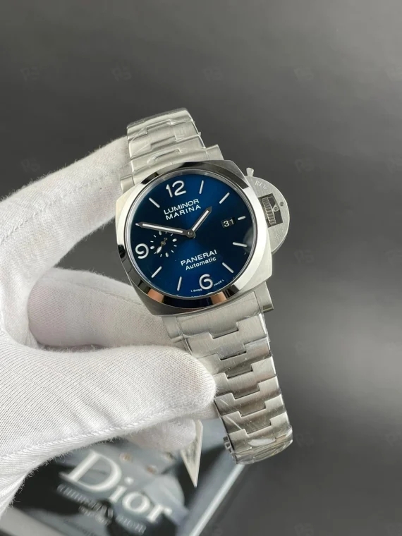 Panerai Luminor Marina mavi kadranlı otomatik erkek saat, çelik bilezikli model