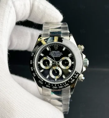 rolex daytona 60. yıl özel seri şeffaf arka kapak otomatik siyah panda erkek saat lüks kronograf radikalsaat