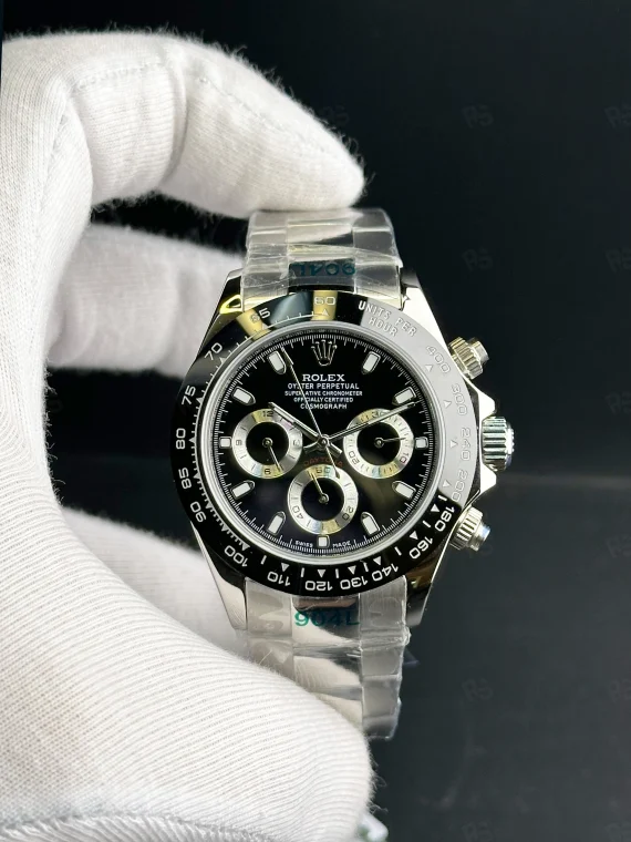 rolex daytona 60. yıl özel seri şeffaf arka kapak otomatik siyah panda erkek saat lüks kronograf radikalsaat