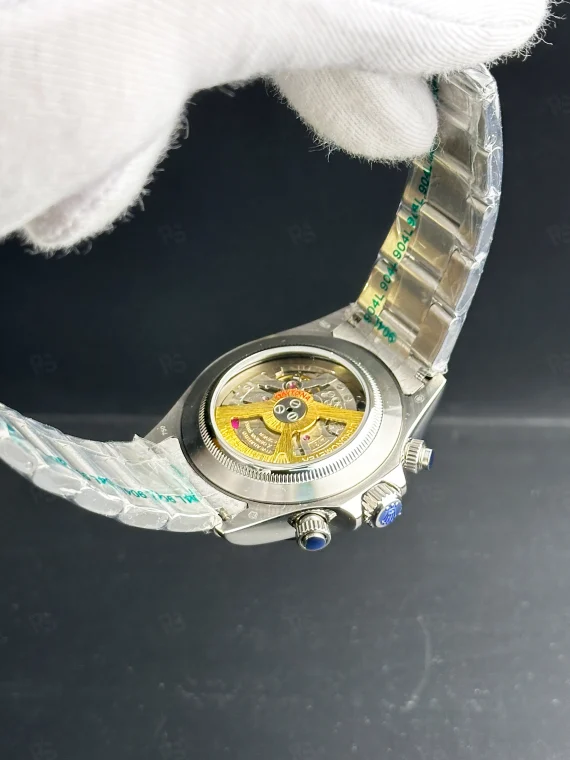 Rolex Daytona 60. yıl özel üretim şeffaf arka kapaklı otomatik erkek saat