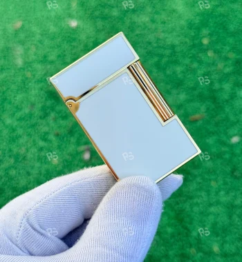 s.t. dupont ligne 2 beyaz lake altın çerçeveli çakmak