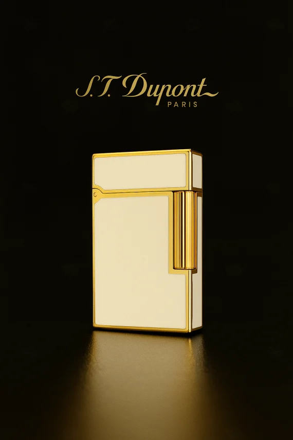 s.t. dupont ligne 2 beyaz lake altın çerçeveli çakmak