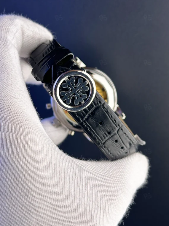 Patek Philippe Grand Complication Stil – Gri Kadran Deri Kayışlı Ay Evresi & Kronograf