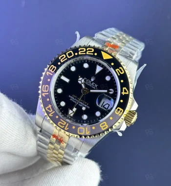 Rolex GMT-Master II siyah bezel altın çelik otomatik saat replika