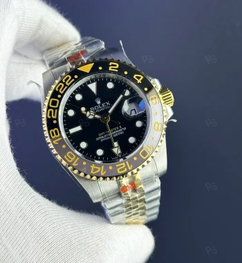 Rolex GMT-Master II siyah bezel altın çelik otomatik saat replika