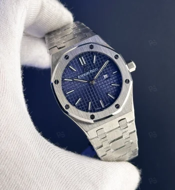 Audemars Piguet Royal Oak 33mm kadın replika saat – mavi guilloche kadran quartz