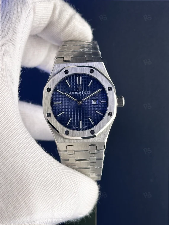 Audemars Piguet Royal Oak 33mm kadın replika saat – mavi guilloche kadran quartz