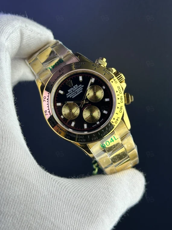 Rolex Daytona Siyah Kadran – Sarı Altın & Şeffaf Mekanizma | Özel Seri