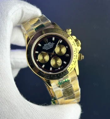 Rolex Daytona Siyah Kadran – Sarı Altın & Şeffaf Mekanizma | Özel Seri