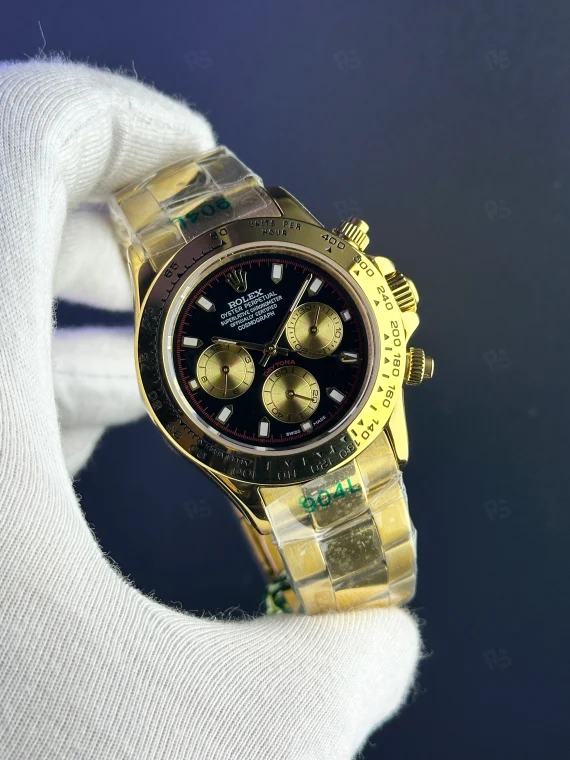 Rolex Daytona Siyah Kadran – Sarı Altın & Şeffaf Mekanizma | Özel Seri