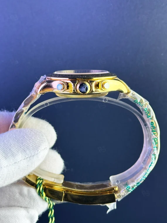 Rolex Daytona Siyah Kadran – Sarı Altın & Şeffaf Mekanizma | Özel Seri