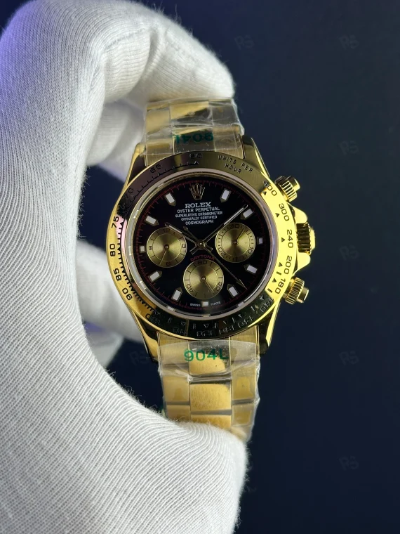 Rolex Daytona Siyah Kadran – Sarı Altın & Şeffaf Mekanizma | Özel Seri