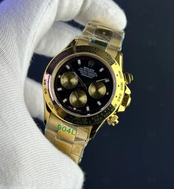 Rolex Daytona Siyah Kadran – Sarı Altın & Şeffaf Mekanizma | Özel Seri