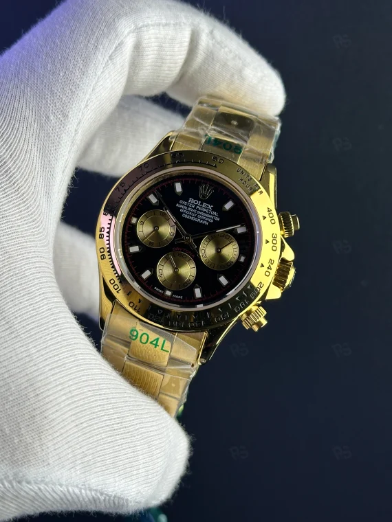 Rolex Daytona Siyah Kadran – Sarı Altın & Şeffaf Mekanizma | Özel Seri