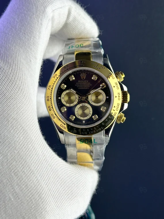 Rolex Daytona Siyah Taşlı – İki Ton Kasa | Özel Seri Spor Lüks